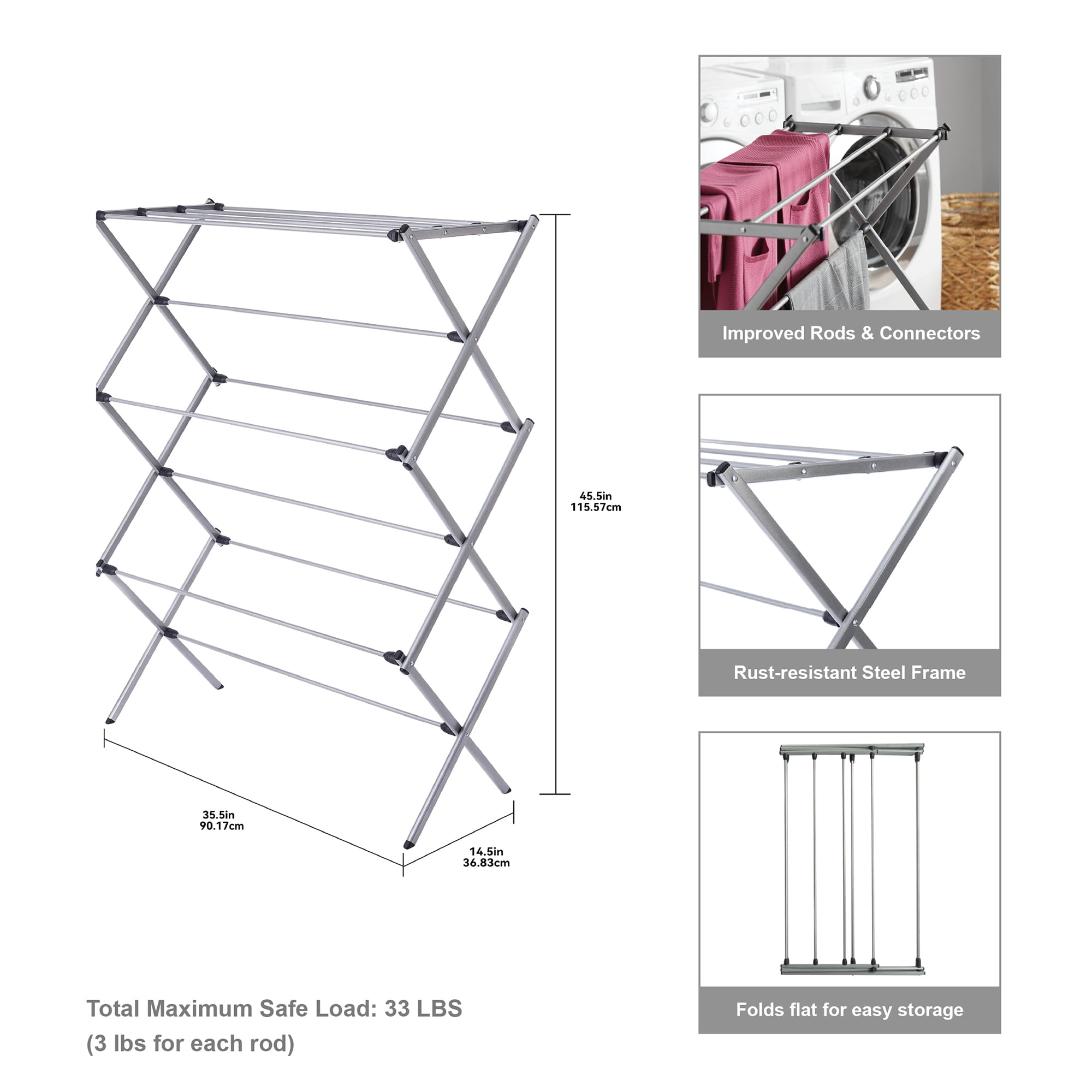 Mainstays Oversized Collapsible Steel Laundry Drying Rack