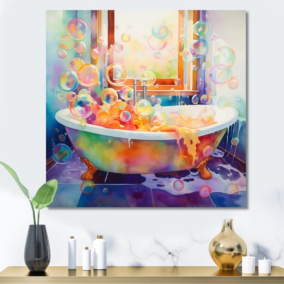 Designart "Bath expressionist Bubbles" Bath & Laundry Wall Decor