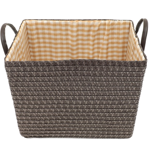 ELAYARD Multipurpose Clothes Storage Basket in Coffee Color, Woven Organizer Container with Handle for Easy Carrying