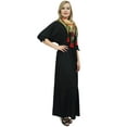 thumbnail image 6 of Bimba Women's Boho Black Maxi Dress With Tassel Scarf Designer Summer Wear-4, 6 of 9