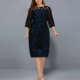 thumbnail image 3 of Plus Size Dress for Women Mesh 3/4 Sleeve Scoop Neck Cocktail Dresses Slim Fitted Elegant Wedding Guest Dresses, 3 of 6