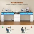 thumbnail image 4 of 96.6 Inch 2 Person Desk with LED Lights and Power Outlet, Modern Long Computer Desk with File Drawers, Double Table for Home Office, White, 4 of 8
