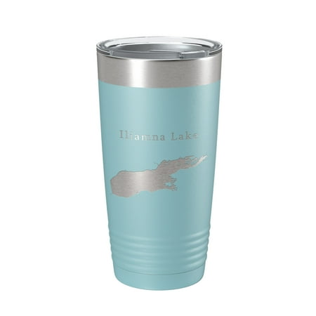 

Iliamna Lake Map Tumbler Travel Mug Insulated Laser Engraved Coffee Cup Alaska 20 oz Light Blue