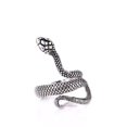 thumbnail image 4 of Anillo único con patrón de serpiente con patrón negro - plata ajustable talla única, 4 of 5
