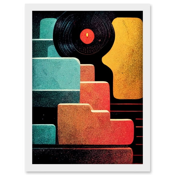 Retro DJ Decks Vintage Style Abstract Turntable Print Artwork Framed Wall Art Print A4