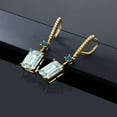 thumbnail image 4 of Gem Stone King 18K Yellow Gold Plated Silver Sky Blue Simulated Aquamarine and London Blue Topaz Drop Dangle Earrings for Women | 14.24 Cttw | Emerald Cut 14X10MM, 4 of 4