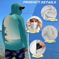 thumbnail image 6 of Bulopur Men’s UPF 50+ Sun Protection Hoodie Shirt Teal Palm Tree Beach Long Sleeve Fishing Rash Guard with Breathable Face Mask, Quick Dry Lightweight UV Top, 6 of 8
