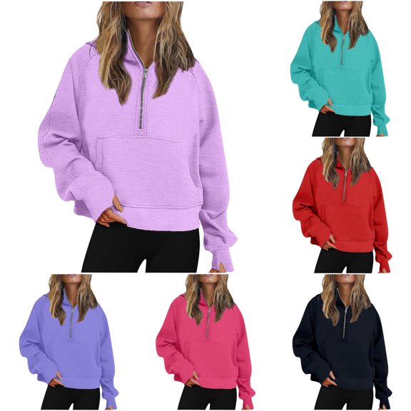 Yuhangmm Cropped Hoodie Fashionable Streetwear Casual Pullover Sweatshirt with Hood for Outfits and Trendy Crop Silhouette Pink S
