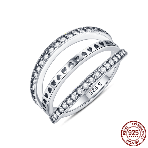 Anillos de dedo de plata para mujer, anillo de cóctel de Plata de Ley 925 Original para mujer, joyería de boda con corazón de circonita cúbica geométrica Tan Jianjun unisex