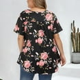 thumbnail image 4 of Askfv Women Tunic Tops for Women Short Sleeve Floral Blouses Button up Henley Shirts, 4 of 4