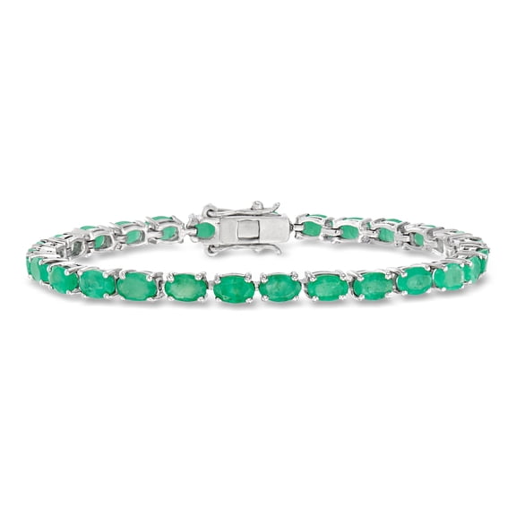 Ross-Simons 11.00 ct. t.w. Emerald Tennis Bracelet in Sterling Silver, Women's, Adult