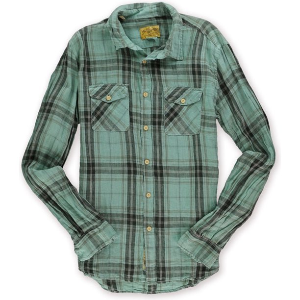JACHS Heritage Button Up Shirt para hombre, verde, pequeño J.A.C.H.S Botones al frente