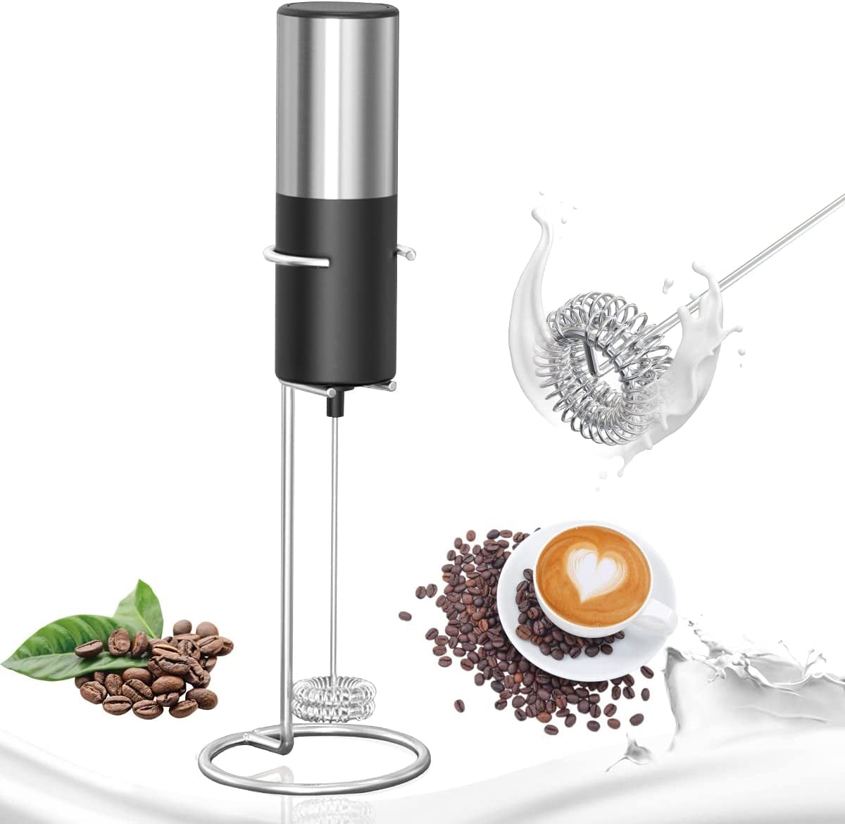Electric Milk Frother Handheld Milk Foamer for Coffee Frother 3 Speeds