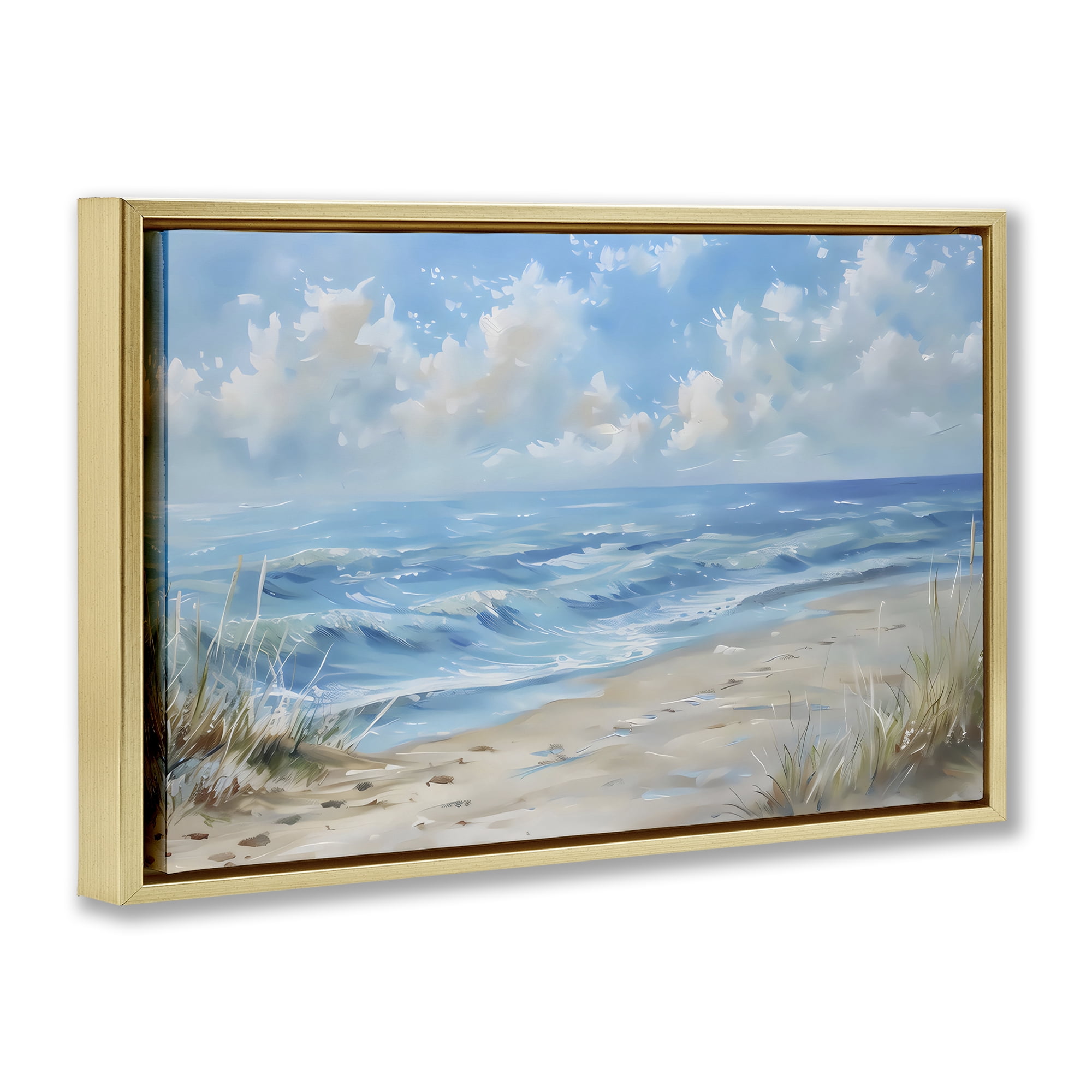 Stupell Industries Coastal Tranquility Horizon Gold Framed Floater Canvas Wall Art, design by Creative Studio