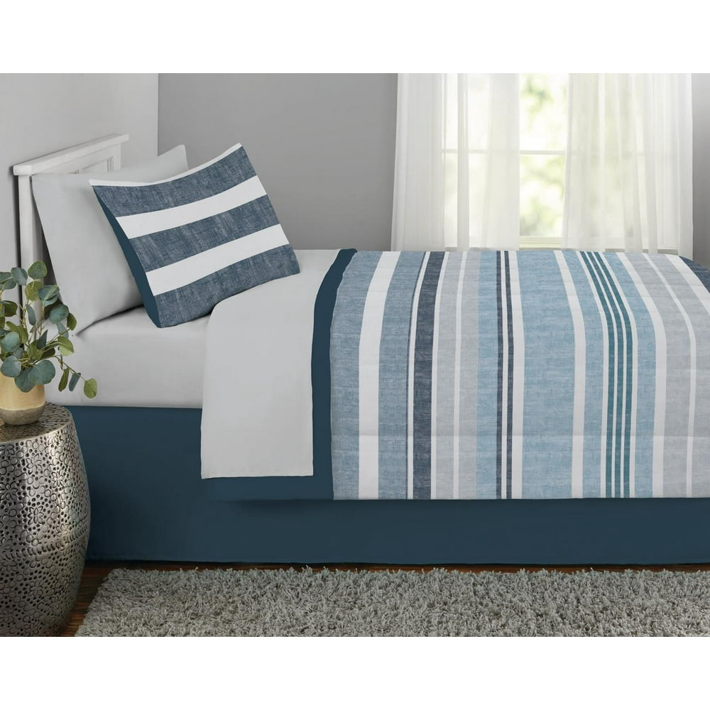 Mainstays Amelia Stripe BedinaBag Coordinating Bedding Set, Blue