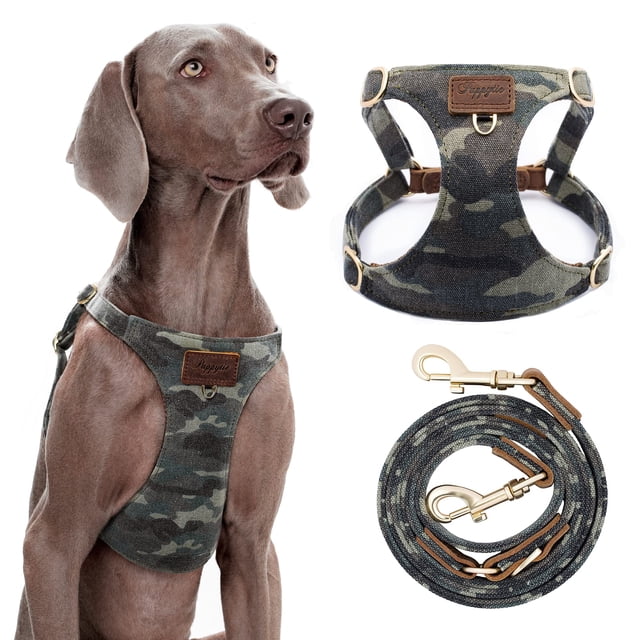 Arnés para perros de tamaño mediano, camuflaje, sin tirones, color verde