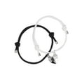 thumbnail image 2 of Spencer 1Pair Two Souls One Heart Matching Bracelets for Couples Creative Magnet Wishing Stone Braided Rope Bracelet Valentine's Gifts (White), 2 of 8