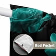 thumbnail image 2 of Teal Blue Rose Kitchen Window Curtains, Swag Curtains Valance for Bedroom Living Room Bathroom, Vintage Abstract Garden Flower Floral Black Rod Pocket Window Curtain Block Drapes 2 Panels 36"x45", 2 of 9