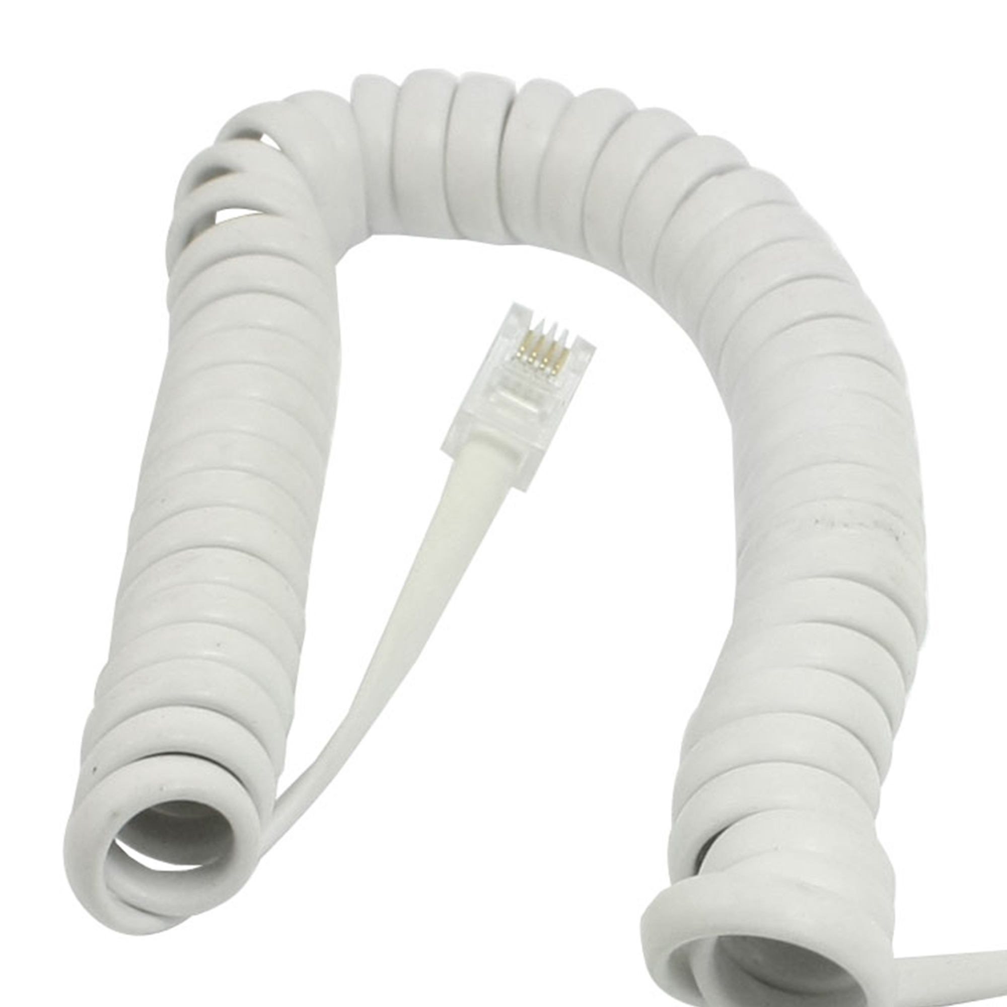 Unique Bargains 11' Long Coil Stretchy RJ9 4P4C Extension Telephone Cable White