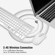 Wireless Keyboard and Mouse Combo, Cimetech Quiet Keyboard and Adjustable DPI Mouse Set, 2.4GHz USB Ultra Slim Silent Computer Keyboard and Mouse for Laptop, PC, Notebook, Desktop-Silver