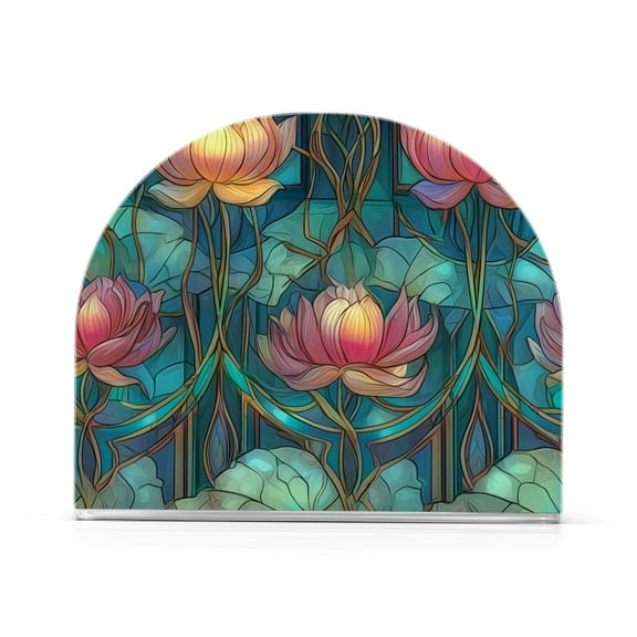 Yayeee Napkin Holder for Table Kitchen Paper Tissue Organization, Art Water Lilies Pattern