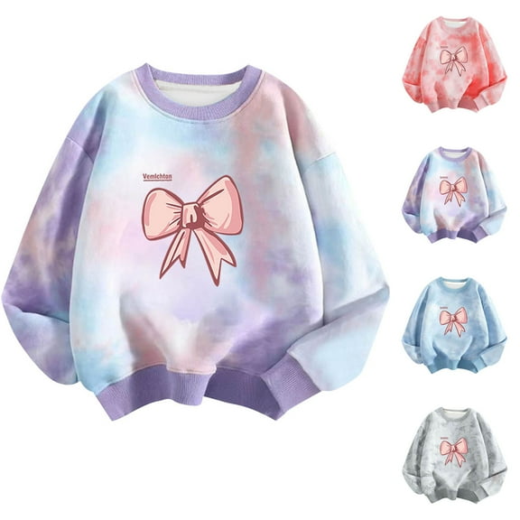 Fesfesfes Sweatshirt for Boys Tie Dye Printed Fleece For Girls Winter Warm Round Neck Children Sweatshirt Long Sleeve Shirts