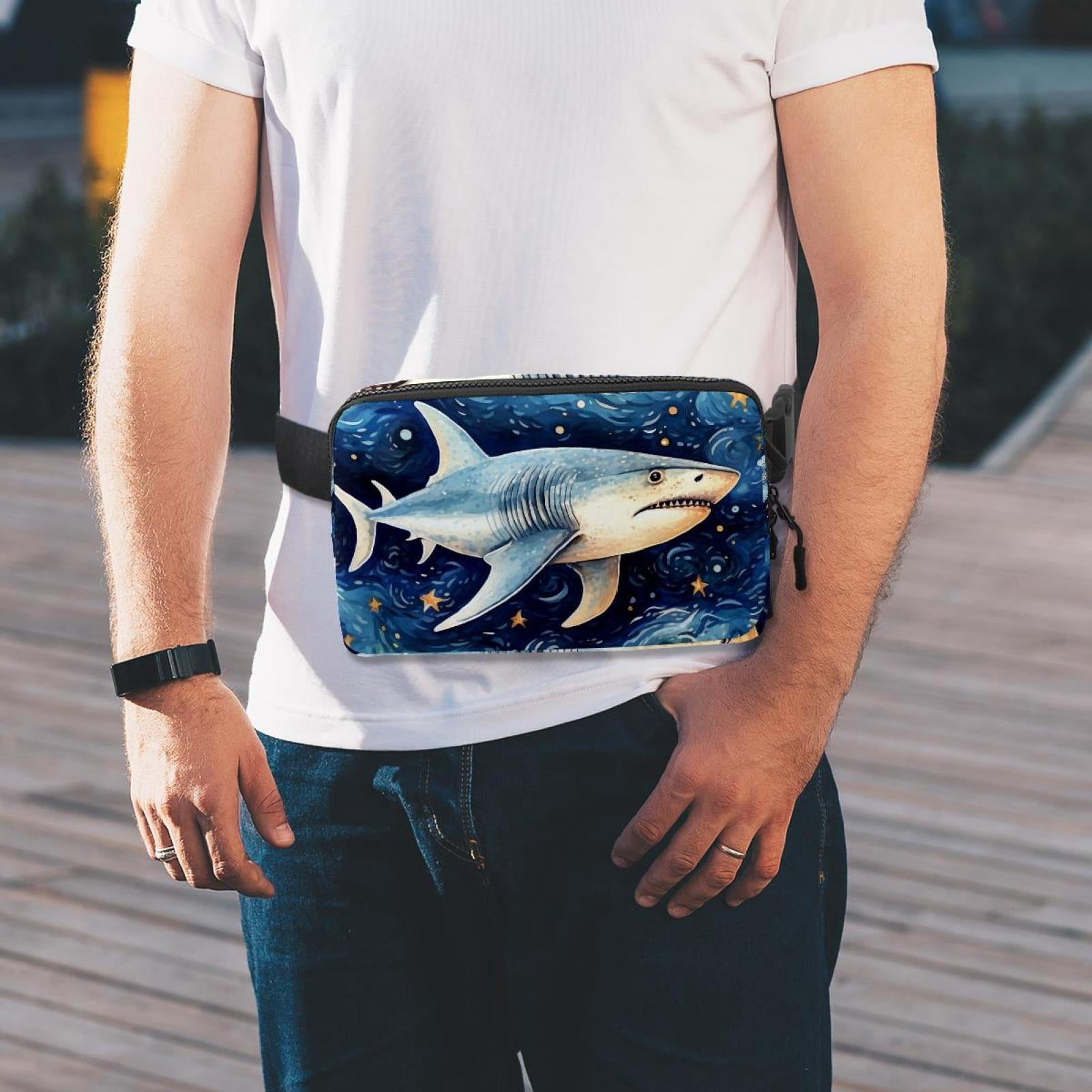 Star Shark Adjustable Lightweight Waist Bag with Extension Strap - Unisex Crossbody Bag Running Belt