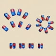 thumbnail image 4 of 24Pcs 4th of July Patriotic Nails, Independence Day American Flag Nail Art for Women Girls, Red Blue Fireworks Medium Square Fake Nails, 4 of 6