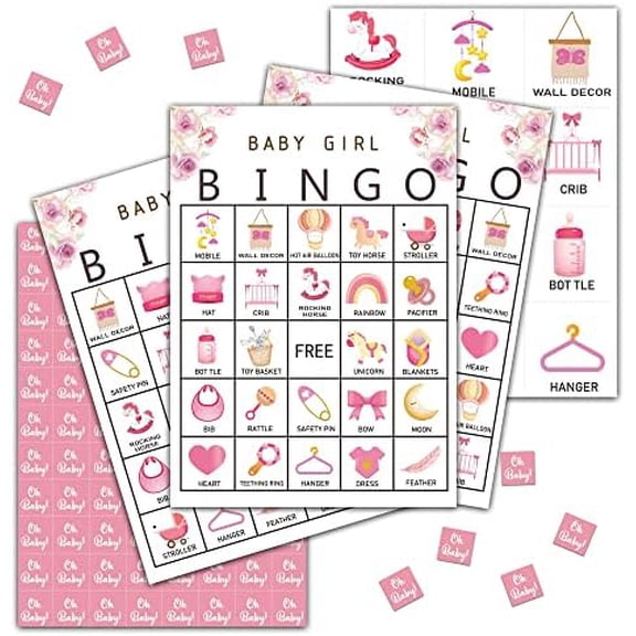 Baby Shower Bingo Games Cards, Floral Babyshwoer Bingo Game, Gender Reveal Party Games, Baby Shower Decorations Favors, 24 Adults Players Game Cards (A04)$$Home Decor, Kitchen, & Other