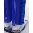 thumbnail image 7 of Aislor Girls Glitter Rhinestone Sequin Sheer Mesh Wide Leg Pants Modern Figure Skating Jazz Dance Pants Blue 8, 7 of 7