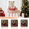 thumbnail image 4 of Sesslife Kids Vanity Set with LED Mirror and Drawer, Wooden Princess Makeup Desk Set, Toddler Dressing Table Set, Pretend Play Kids Vanity Table and Chair Set for Little Girls aged 3+, Pink, 4 of 7