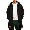 thumbnail image 2 of Men Long Hoodies Zip Jackets Long Sleeve Hooded Zip Pockets Loose Casual Outwear Coats Black XXL, 2 of 8