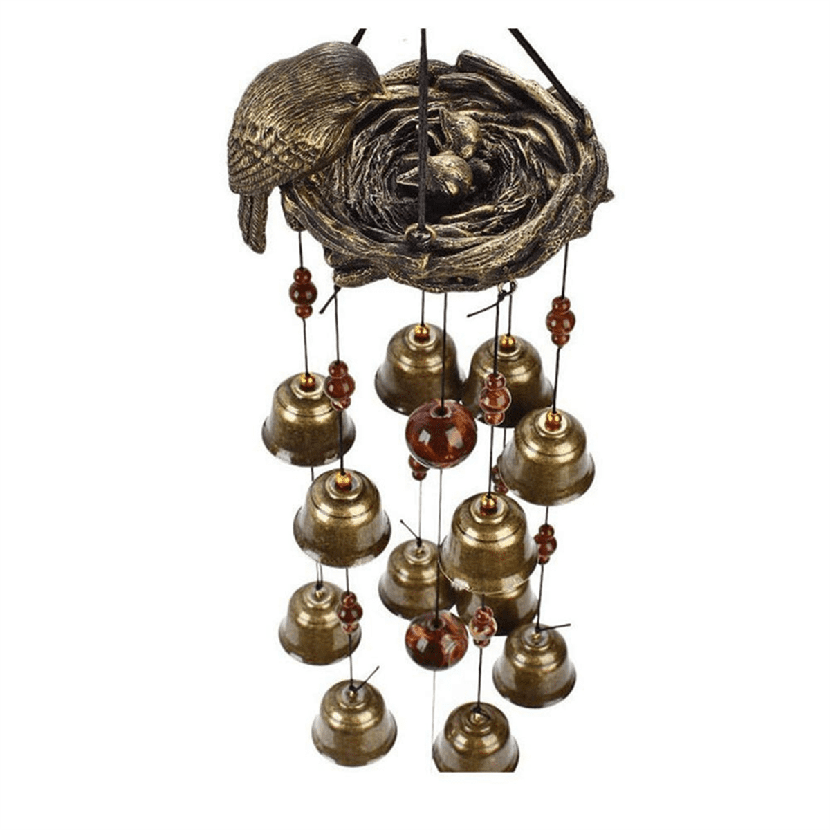 1PCS Bird Nest Wind Chimes, Wind Chime with 12 Pieces Bronze Bells for Garden, Yard, Patio and Home Decor