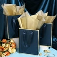 thumbnail image 4 of 24 Pack Navy Blue Metallic Gift Bags with Handle & Tissue Paper - Gold Foil Wedding Birthday Party Return Gifts, 4 of 5