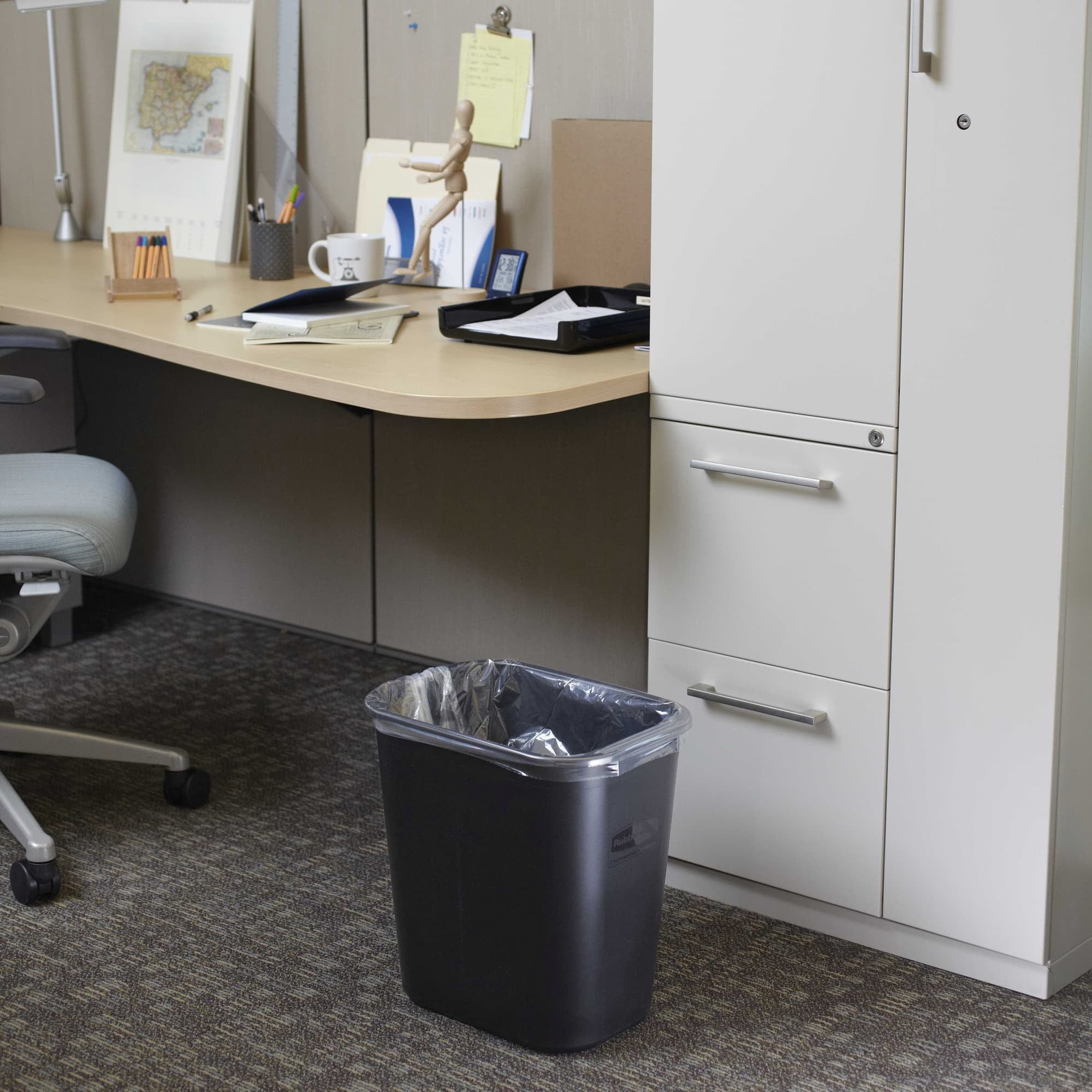 Rubbermaid Commercial Products 28Quart Black Wastebasket