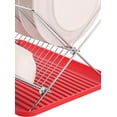 thumbnail image 4 of J&V TEXTILES Foldable Dish Drying Rack with Drainboard, Stainless Steel 2 Tier Dish Drainer Rack, Collapsible Dish Drainer, Folding Dish Rack for Kitchen Sink, Countertop, Cutlery, Plates Red, 4 of 8