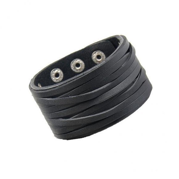 Layer Leather Bracelet for Women Alloy Snap Button Punk Cool Casual Bracelet