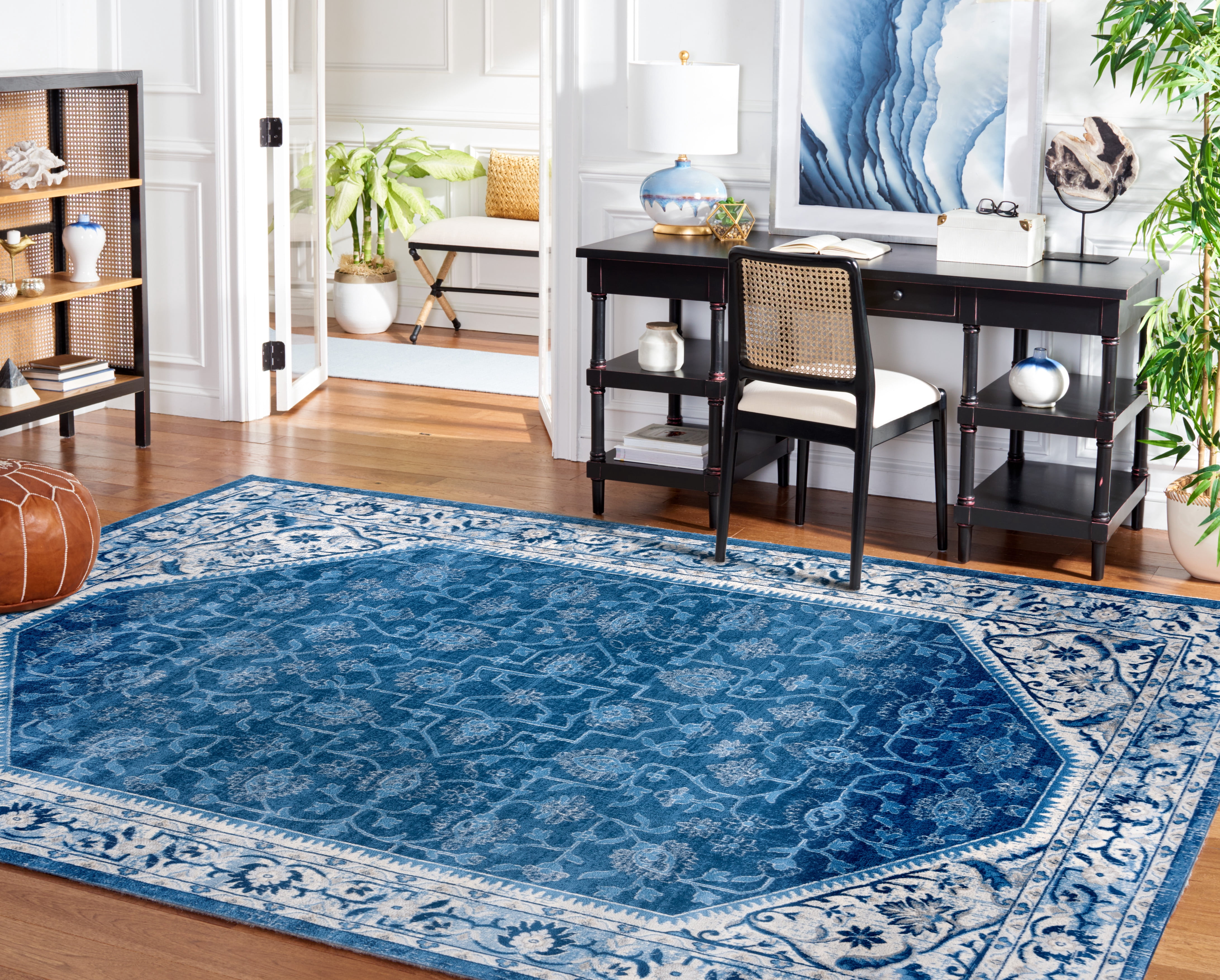 SAFAVIEH Brentwood Theobald Oriental Area Rug, Ivory/Navy, 4' x 6'