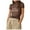Coffee, variant on Womens Mesh Short Sleeve Layering Top Neck Dot Embroidery Sheer See Through Tee Shirt Blouse