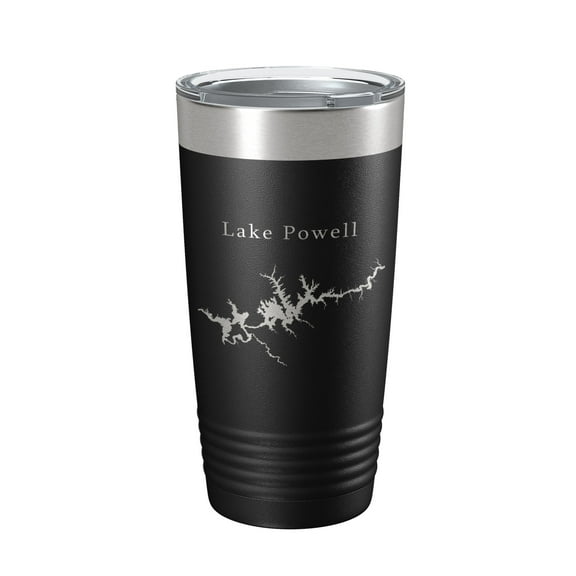 Lake Powell Map Tumbler Travel Mug Insulated Laser Engraved Coffee Cup Arizona Utah 20 oz Black