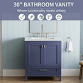 thumbnail image 2 of 30" Freestanding Bathroom Vanity with Ceramic Undermount Sink & Marble Countertop, Soft-Close Storage Cabinet with Drawer, Silent Slide Rail, Fully Assembled Navy Blue Design, 2 of 7