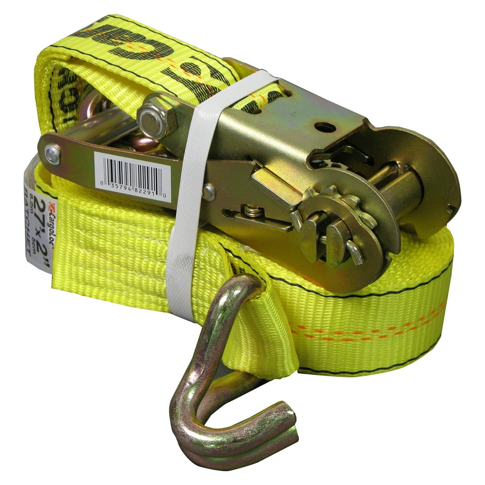 Cargoloc 82291 27' X 2" Yellow Ratchet Tie Down With J Hooks