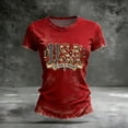 thumbnail image 3 of Women's Short Sleeve Round Neck T-Shirt with AMERICA 250th Anniversary Letter Print, Casual Independence Day Top for Patriotic Celebrations Wine L, 3 of 4