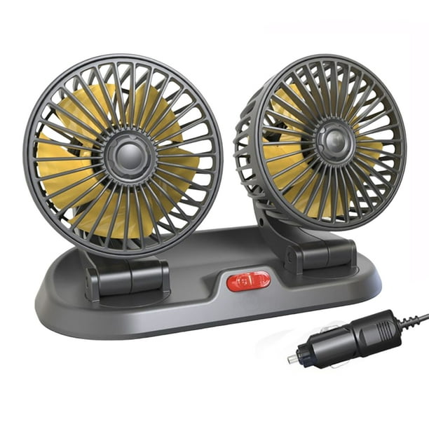 Scienceny Ventilador de salpicadero de doble cabezal para coche, plegable, ajustable, Universal, para verano, ventiladores de refrigeración para Kits de molduras para tableros de automóviles 12V