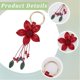 thumbnail image 5 of Llavero de cuero genuino con diseño de flor roja, hoja, estilo bohemio, borla de aleación, accesorios para llaveros., 5 of 9