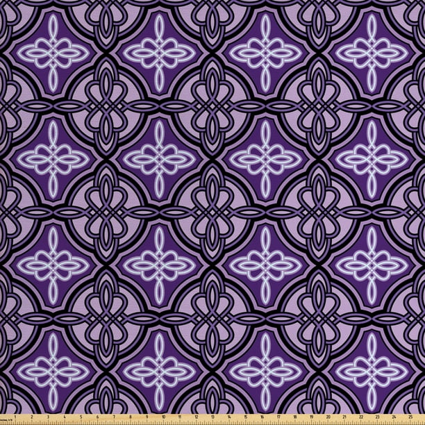 Celtic Fabric By The Yard Unique Knot With Swirling And Twisted Line Details Print Upholstery For Dining Chairs Home Decor Accents Violet Lilac Ambesonne Com - Celtic Knotwork Home Decor