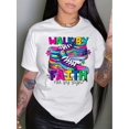 thumbnail image 1 of Camiseta de cuello redondo con estampado de letras y zapatillas, camiseta informal de manga corta para primavera y verano, ropa de mujer, camiseta deportiva de ocio., 1 of 6