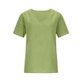 thumbnail image 4 of LIZUOJUN Womens Linen Shirts V-Neck Blouse Breathable Lightweight Loose Fit Washed Crinkle Gauze Shirt Casual Vacation Top,Green,XL, 4 of 6