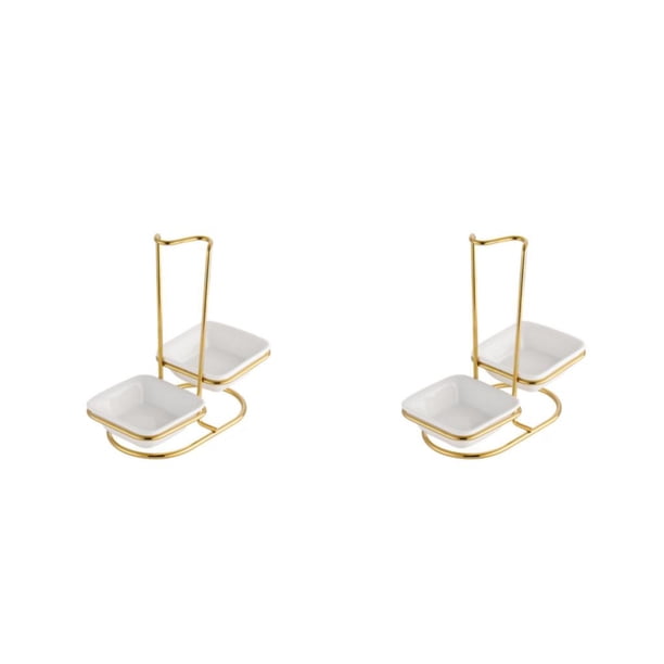 Soporte para cucharas de Acero inoxidable Wosthever Dorado/Cuadrado/2 Cuencos