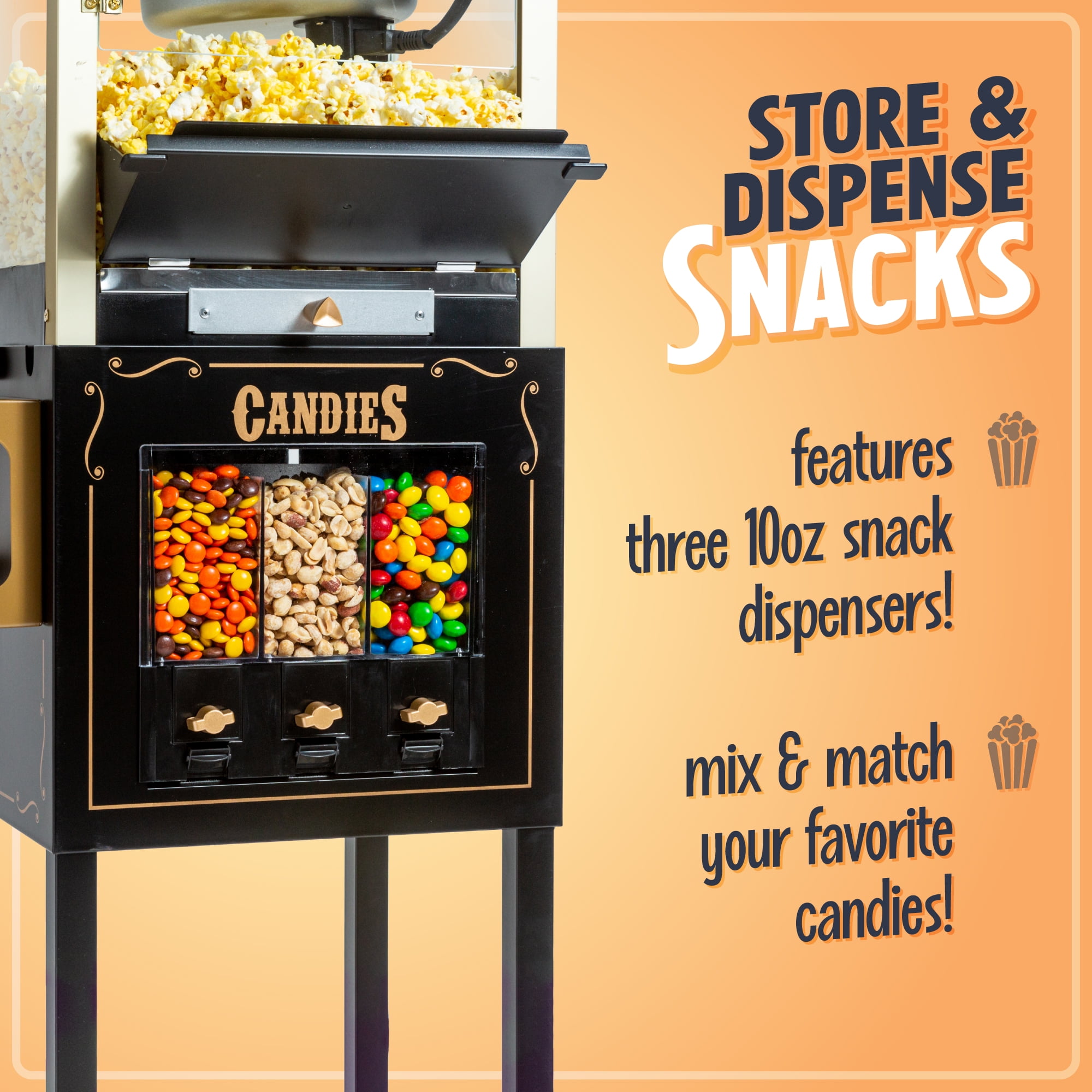 Nostalgia 53-Inch Popcorn Cart with Candy Dispenser - On Sale - Bed Bath &  Beyond - 38457395